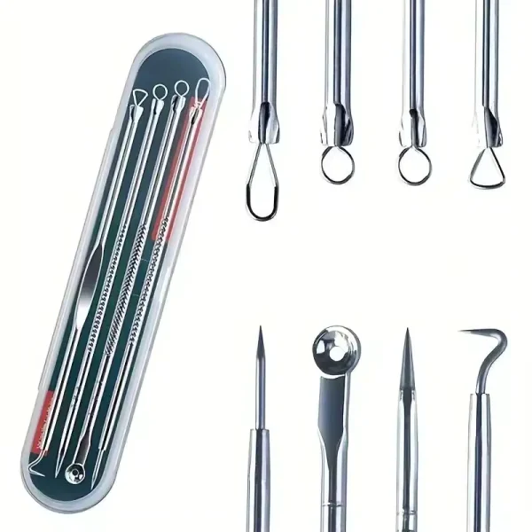 Kit De 4 Anti Acné Extractor De Puntos Negros Y Espinillas