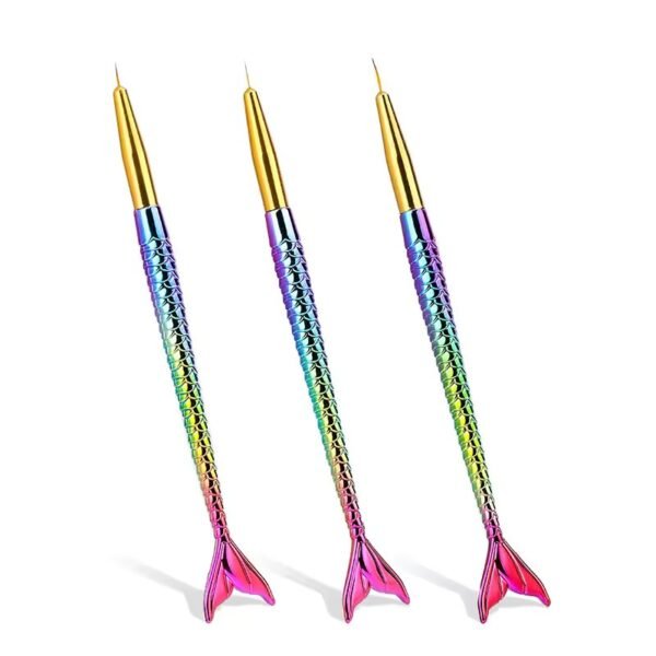 Pincel Liner Para Uñas Cola De Sirena 3 Uds Decoración